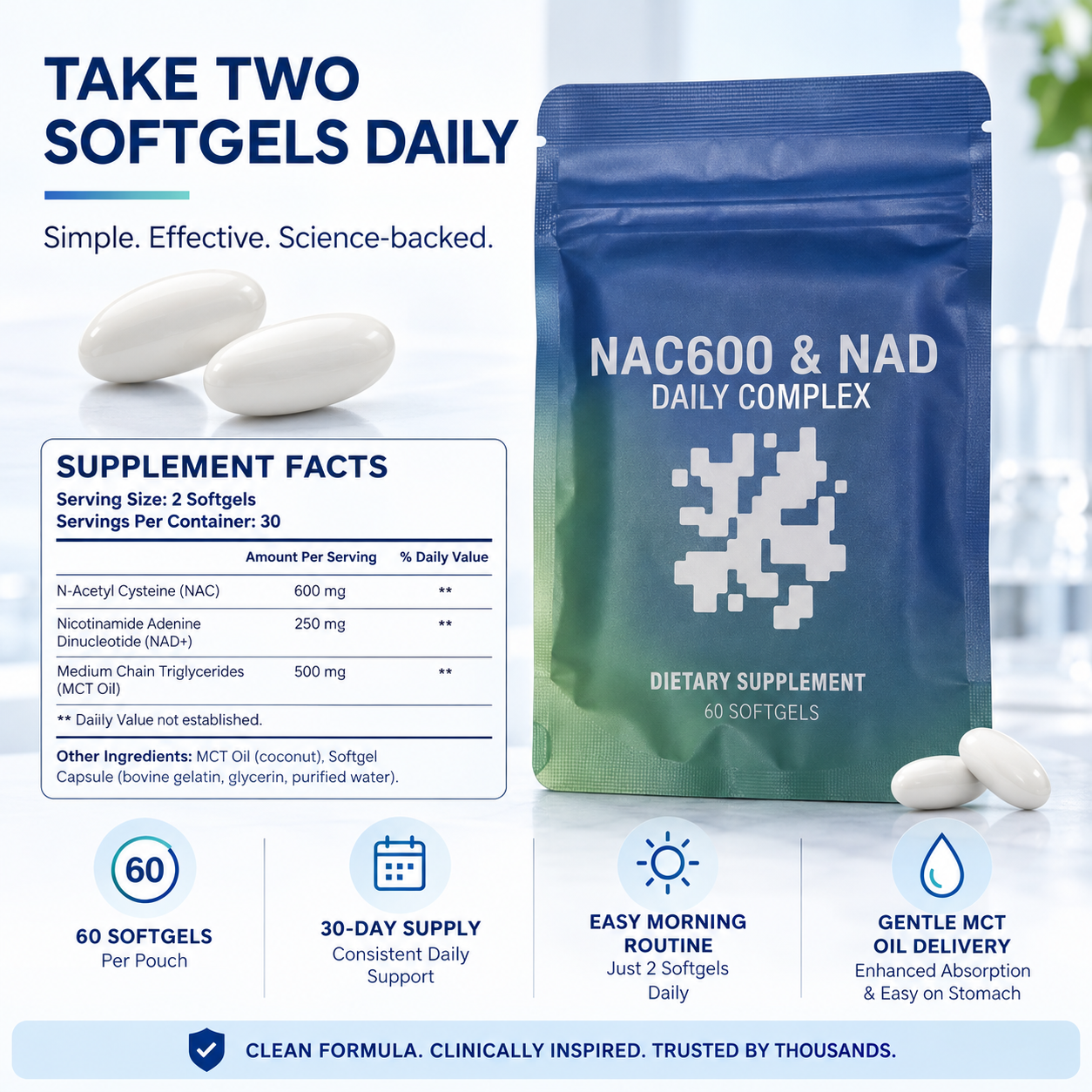 Novaro - NAC600 + NAD + MCT Oil Daily Complex